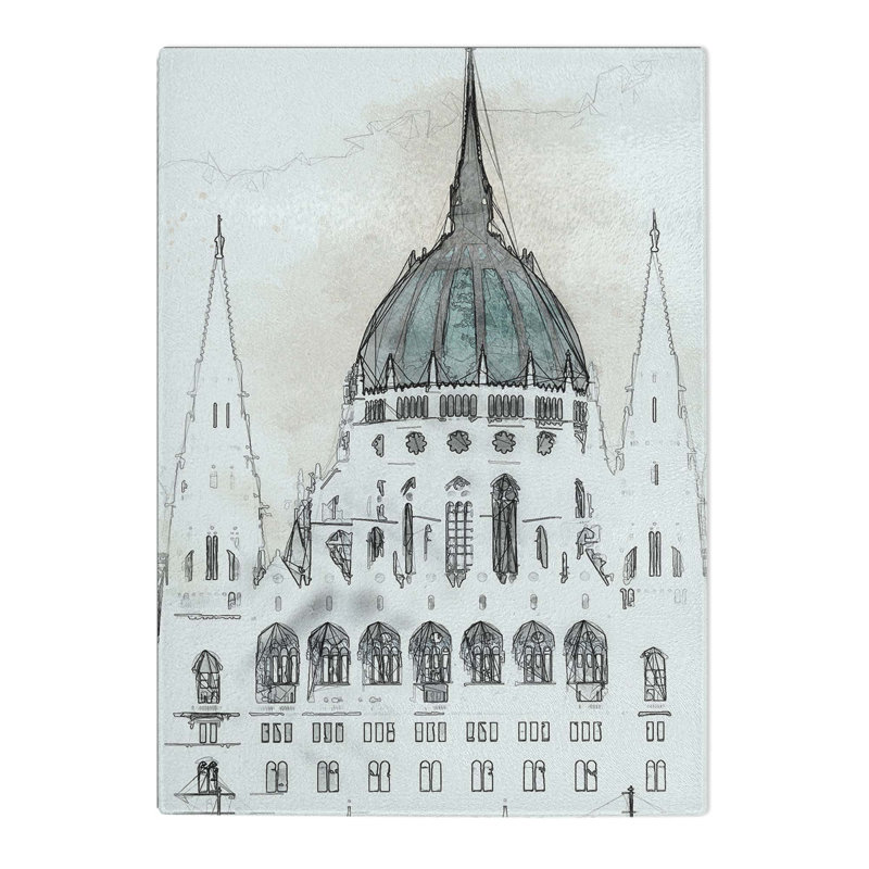 Tempered Glass Parliament Building in Budapest Chopping Board, 28.5 cm W x 39 cm L