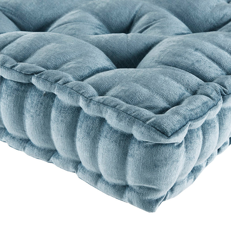 Chenille Square Floor Pillow Cushion, Aqua, 20" W x 20" D
