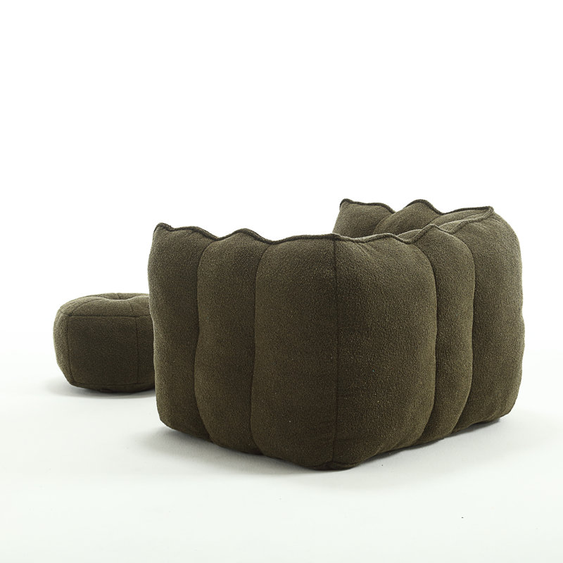 Soft Bean Bag Chair With High Resilient Foamfor Living Room And Bedroom, Olive Green Chenille