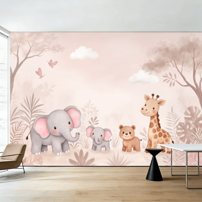 Peel and Stick Wallpaper Cute Cartoon Dinosaur Colorful Jungle Fun Wall Murals 100"H x 144"W Removable PVC Wall Paper Self-Adhesive Wall Decor for Bedroom Living Room Home Office