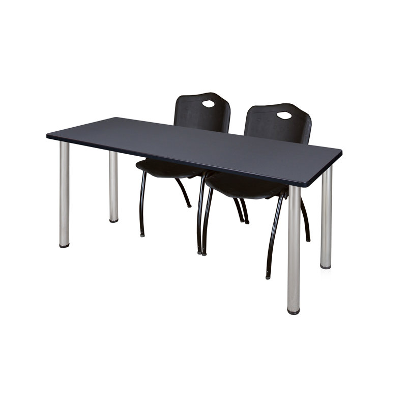 Plateau de table Regency Kee et chaises empilables 2 M, gris, Noir, H 29 po x L 66 po x l 24 po