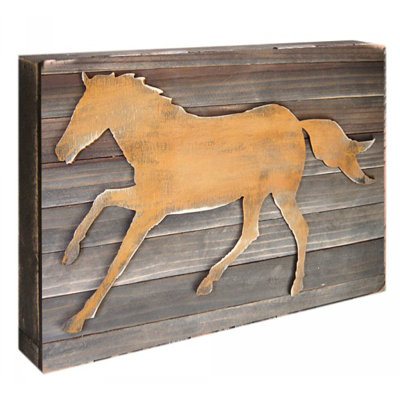 Décoration murale en bois shabby élégance cheval rustique