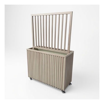 Grove Divider Planter - Ash Brown Aluminum Outdoor Planter with Drainage Hole, Modern Wood-Tone Finish for Garden, Patio & Balcony