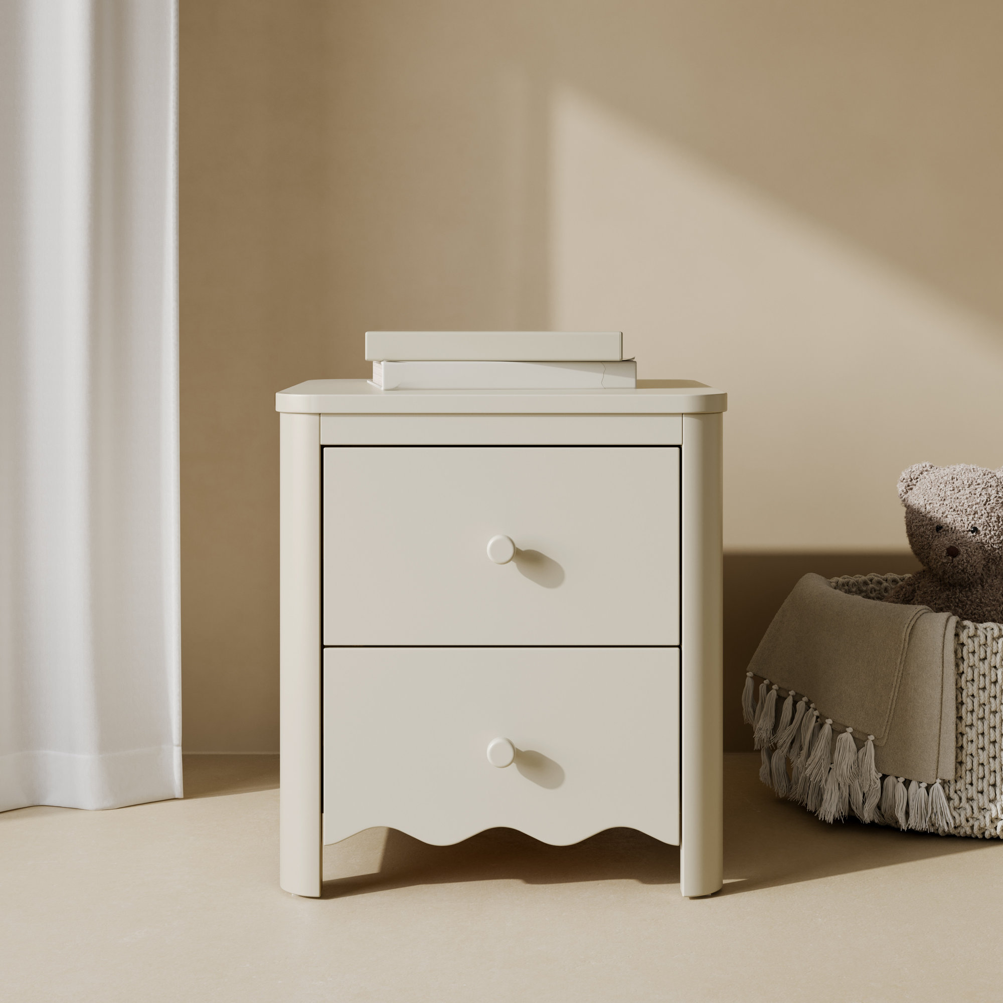 Casablanca 2 Drawer Nightstand, Frosted Oat