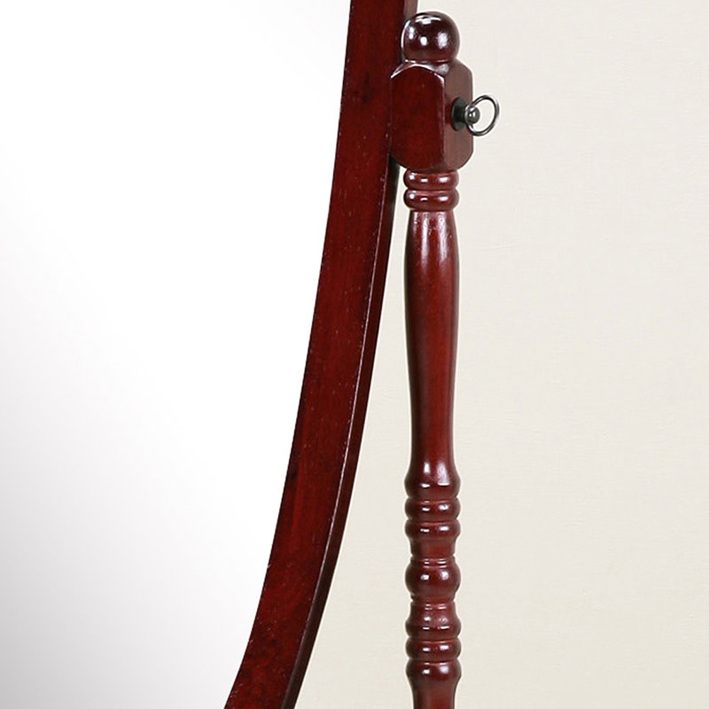 Miroir sur pied en bois de cerisier, style traditionnel. Miroir inclinable pleine longueur. Structure autoportante stable. 40,6 cm (P) x 57,2 cm (L) x 152 cm (H). Finition ovale.