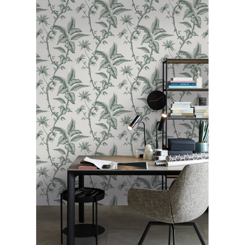 Rouleau de papier peint L 33 po x L 20,9 po Aliceville Fern Trail, Vert