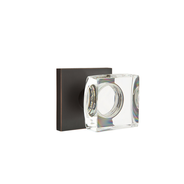 Privacy Modern Square Crystal Knob with Square Rose