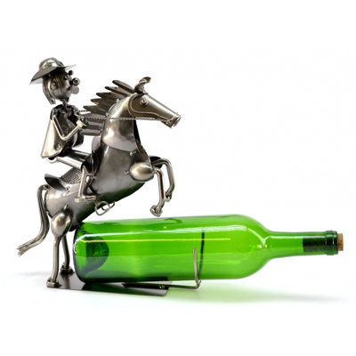 Cowboy Tabletop Wine Bottle Rack in Silver