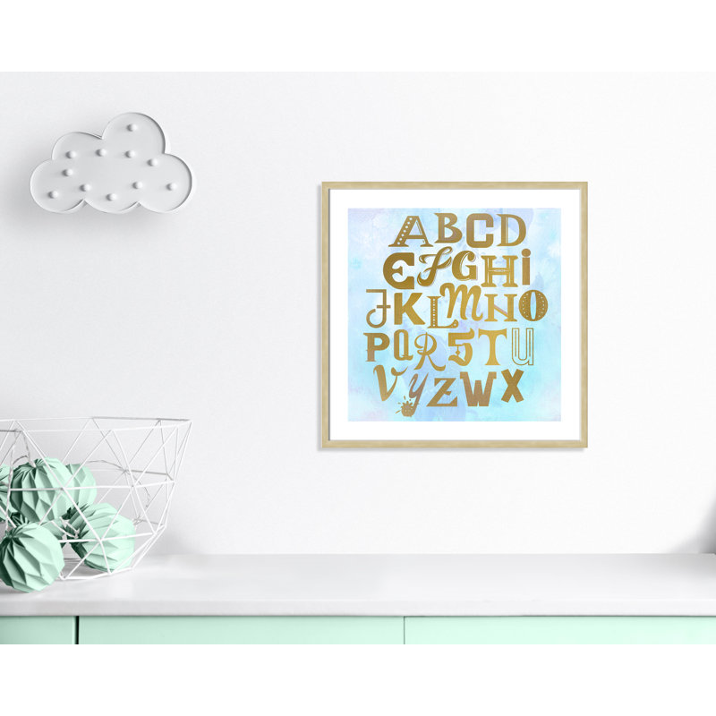 Abc Blue », impression sur papier, Encadré de boîte champagne, H 26,5 po x l 26,5 po x P 1,18 po