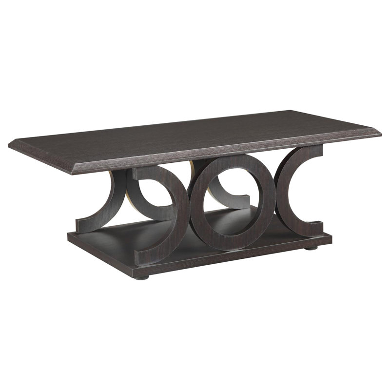 Rectangular Cappuccino Coffee Table With Functional Storage Shelf Brown Robust Form And Shelving Space