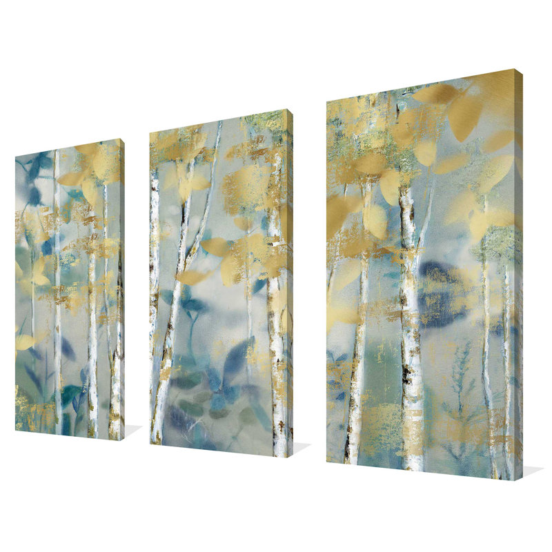 «Gilded Forest I», ensemble de 3 toiles tendues, H 32 po x l 48 po x P 0,75 po