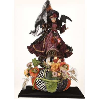 Fall Witch on Pumpkin Figurine