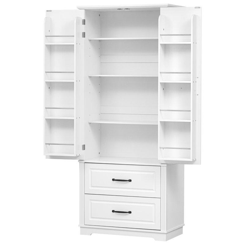 Armoire de rangement pour salle de bain polyvalente 71 po de style campagnard, Blanc