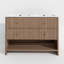 Meuble-lavabo double sur pied de style ferme moderne de 122 cm (48 po) avec comptoir Duo Experience, grand angle en R, tiroirs encastrés à fermeture amortie et poignées en laiton brossé.-716741739