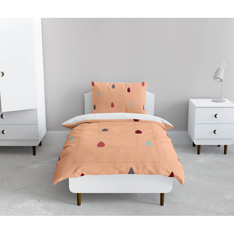 Dino Drops Comforter Set, Peach Dots