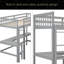 Lit mezzanine simple en bois en forme de L avec échelle et 2 bureaux intégrés en forme de L-391835885