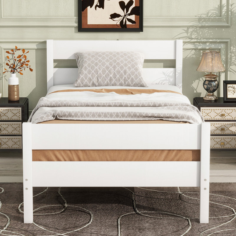Twin Bed with Headboard and Footboard, White