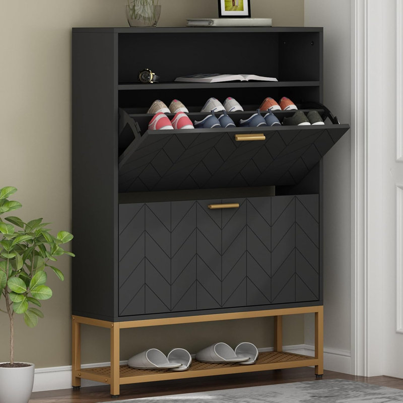 Self Standing Tilted Bucket Shoe Rack Organizer