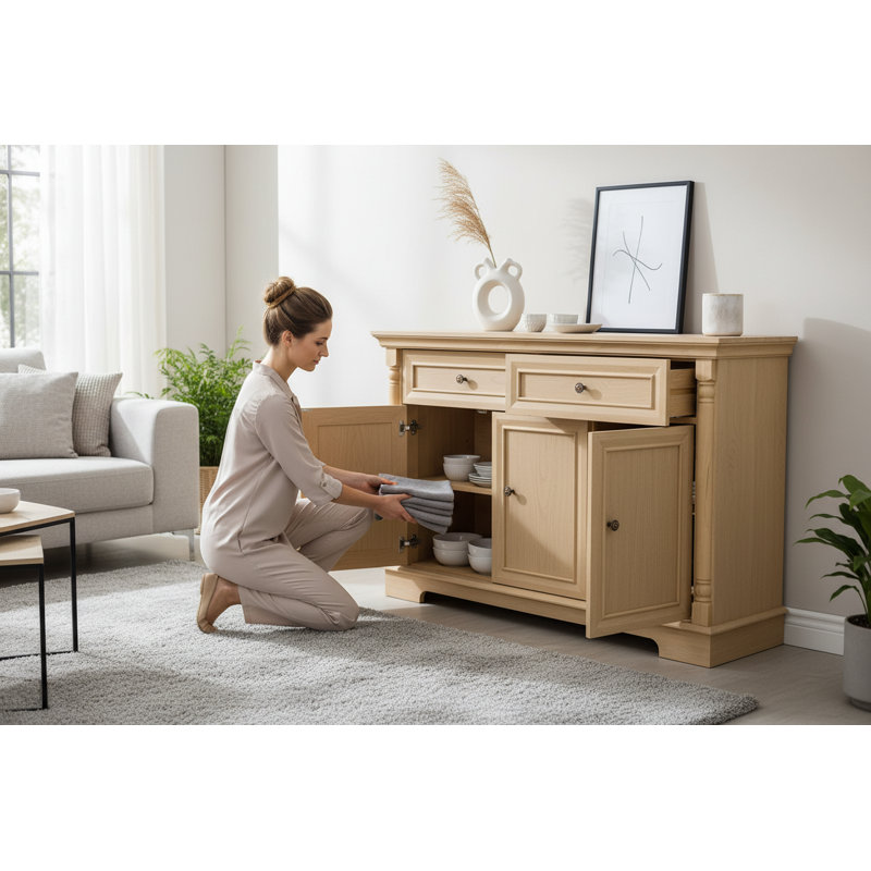 Armoire de rangement Farmhouse avec tiroirs et portes pour café ou refroidisseur à vin | Idée de cadeau, Naturel