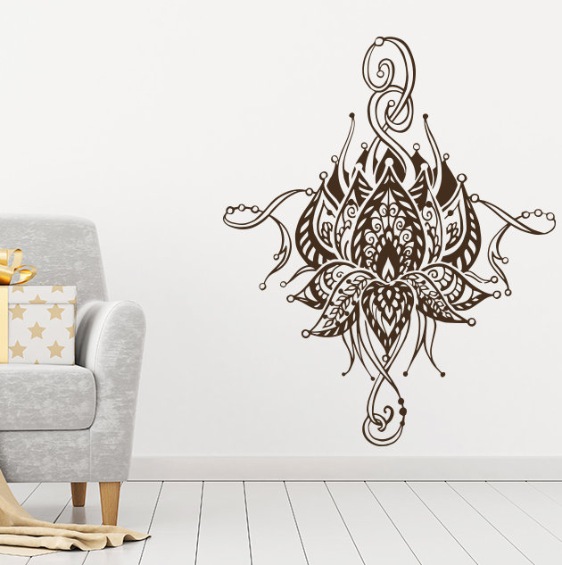 Décalcomanie murale fleur lotus Buller, Brun