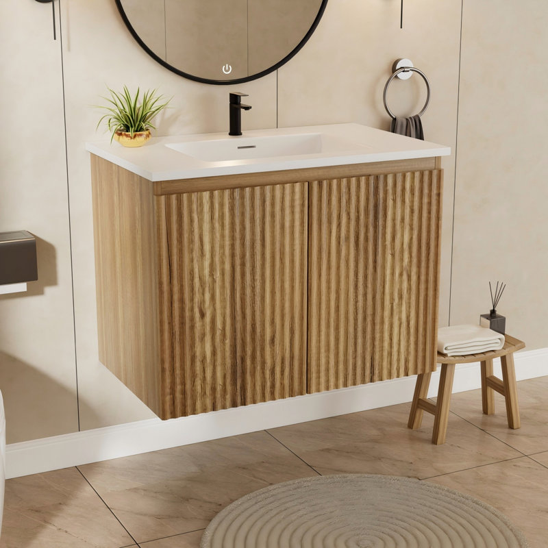 Armoire murale pliante avec évier crème, Chêne doré
