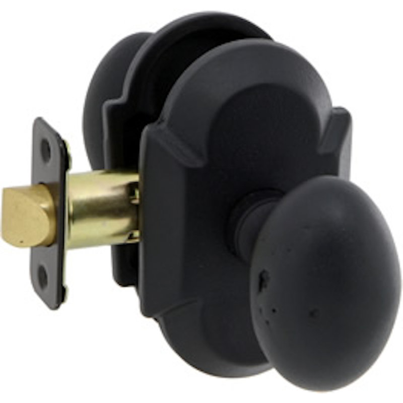 Bouton de porte à clé avec rosette courbée Sandcast Sorrento, Noir patiné