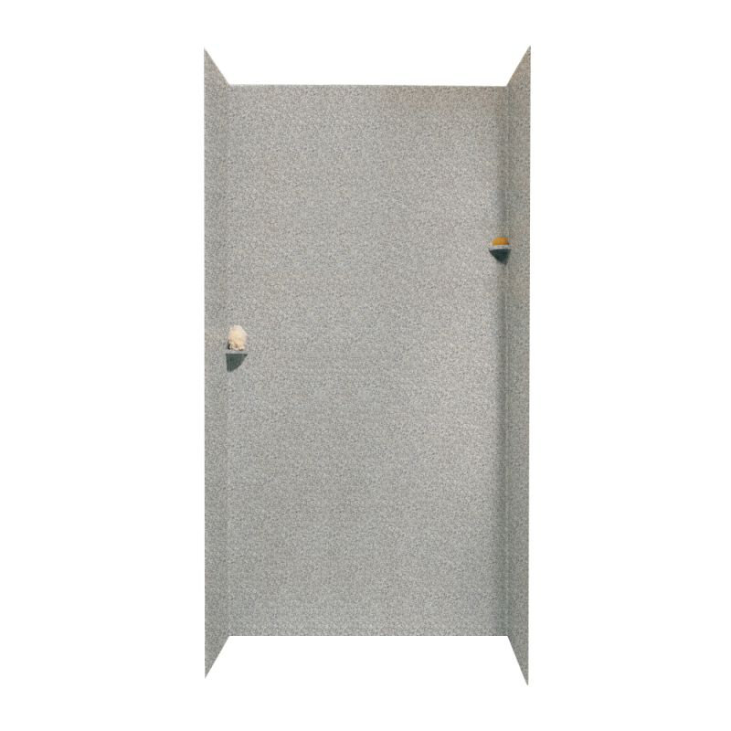 48'' W 36'' D 96'' H Glue Up Solid Surface Wall, Gray Granite