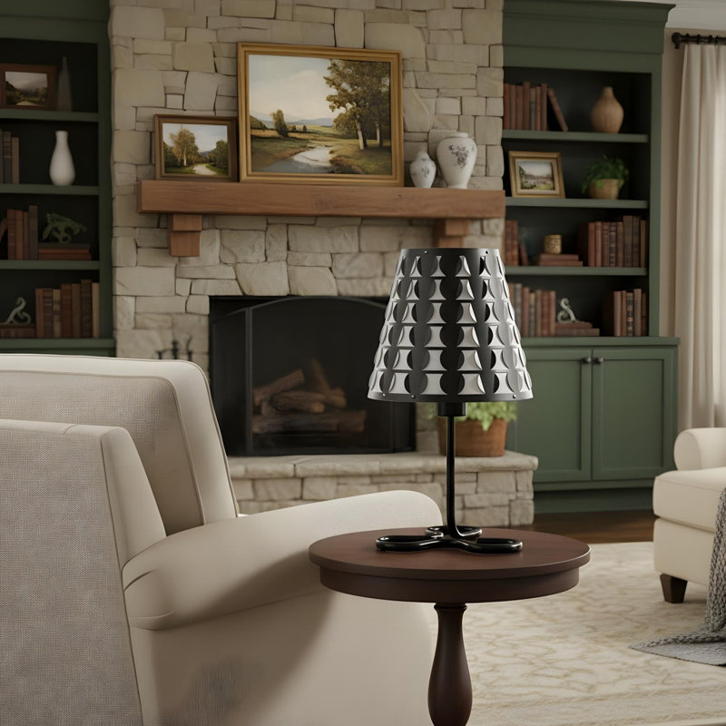 16" Traci Black Geometric Metal Table Lamp
