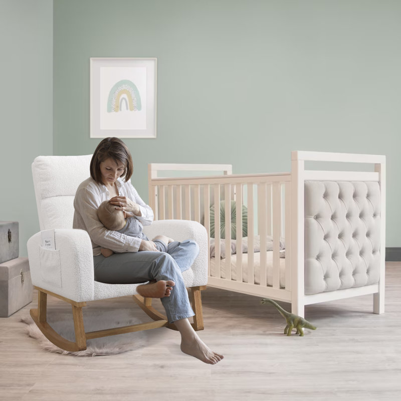 Fauteuil à bascule en bois massif, Blanc