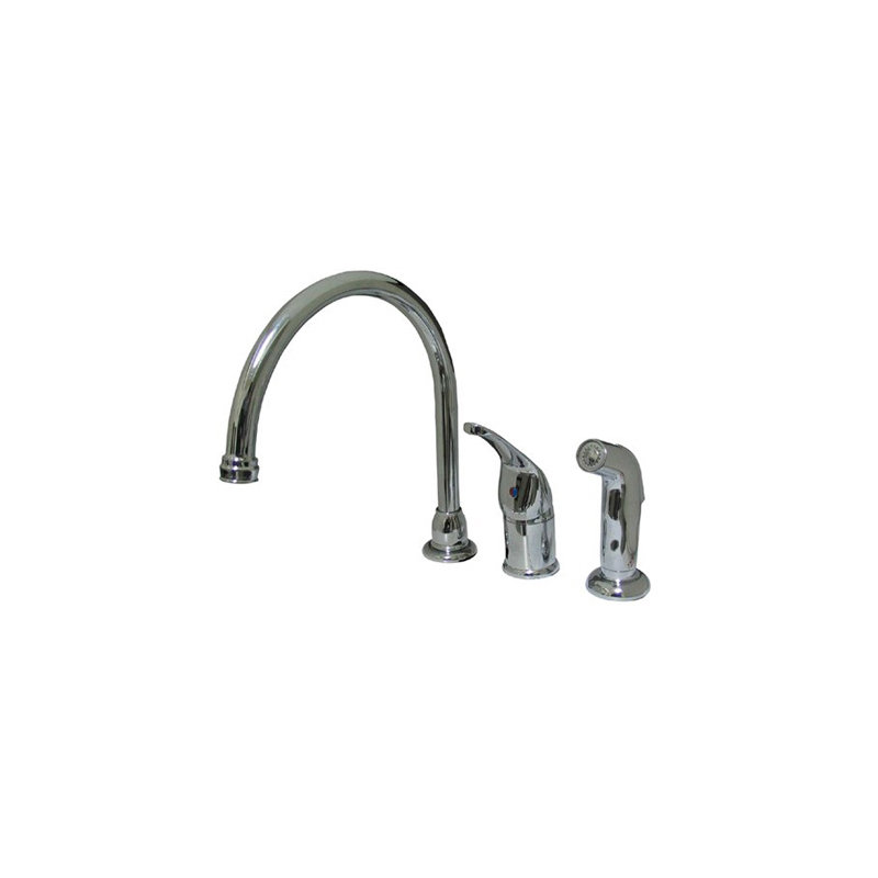 Single Handle Kitchen Faucet with Side Spray, Polished Chrome