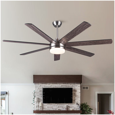 62 in. Integrated LED Brushed Nickel Plywood Smart Ceiling Fan with Remote Control
