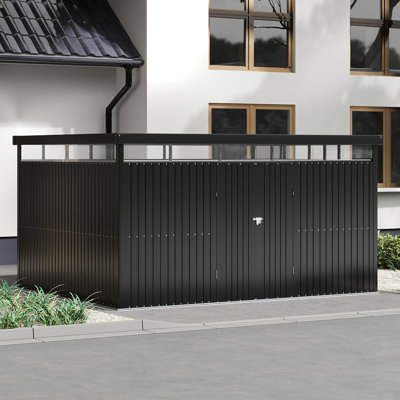Charcoal Black Flat Roof Tool Shed