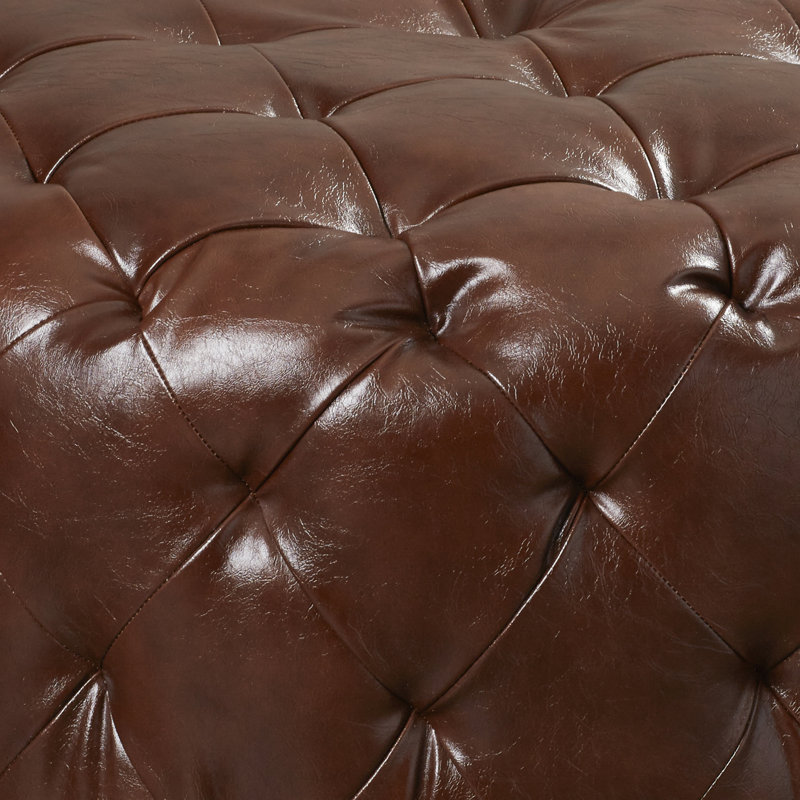 Bartlow Faux Leather Ottoman, Brown Faux Leather