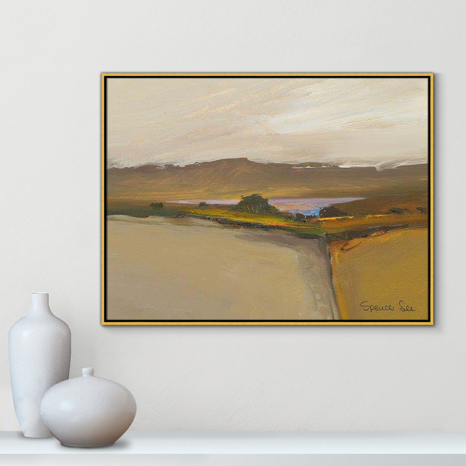 Mack "Heaven and Earth IV" Print, 31.5'' H x 41.5'' W x 2'' D, Gold Framed