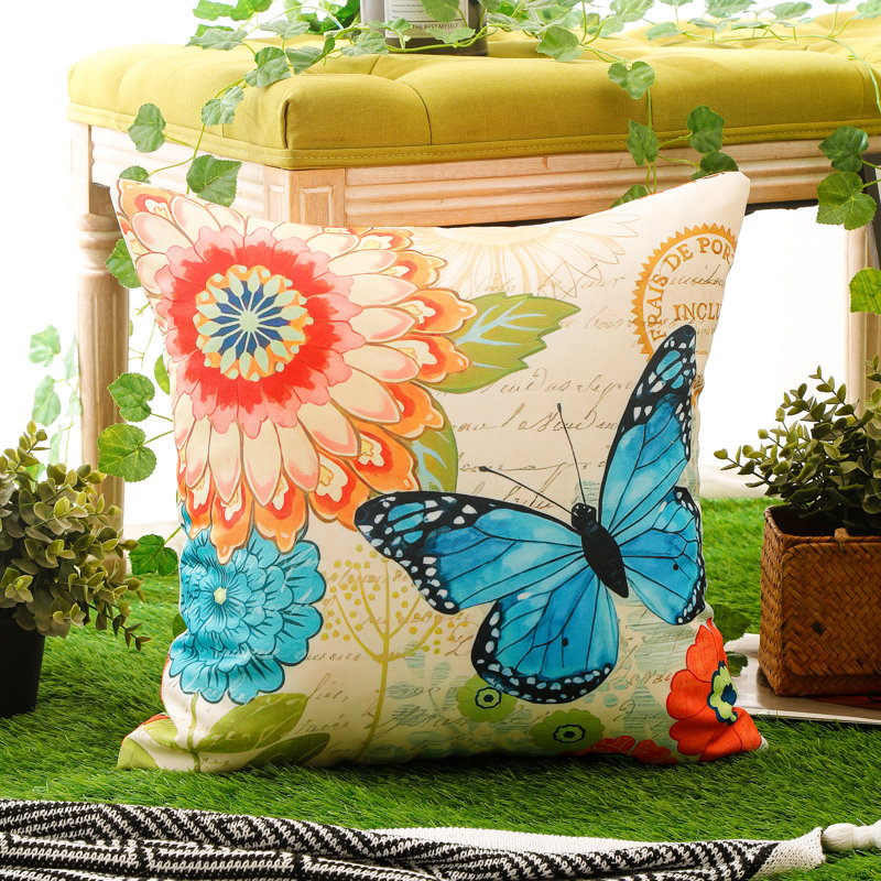 Indoor / Outdoor Red Square Throw Pillow Cover