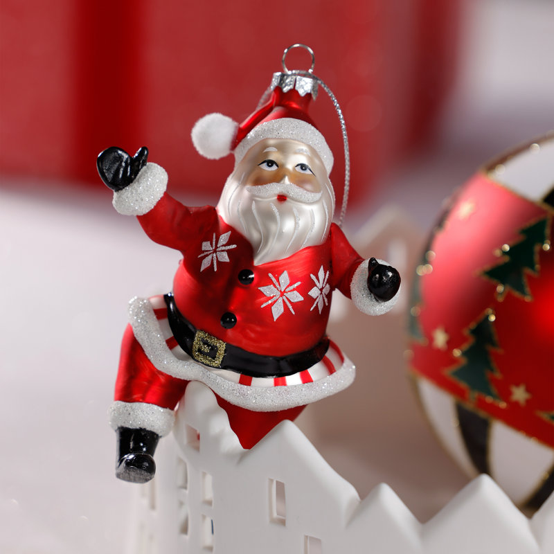 Ornements suspendus en verre Père Noël dansant en verre, ensemble de 6