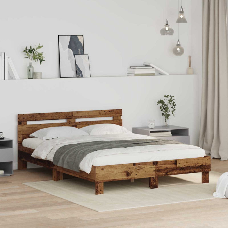Bed Frame, European Double (140 x 200 cm), Old Wood