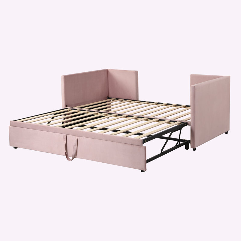 Upholstered Platform Bed, Pink