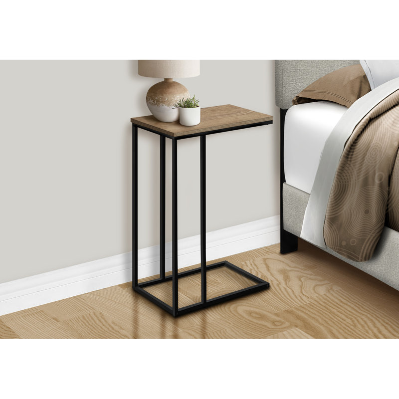 Table de bout moderne pour bureau - surface stratifiée brune, cadre en métal noir stable côté salle taupe