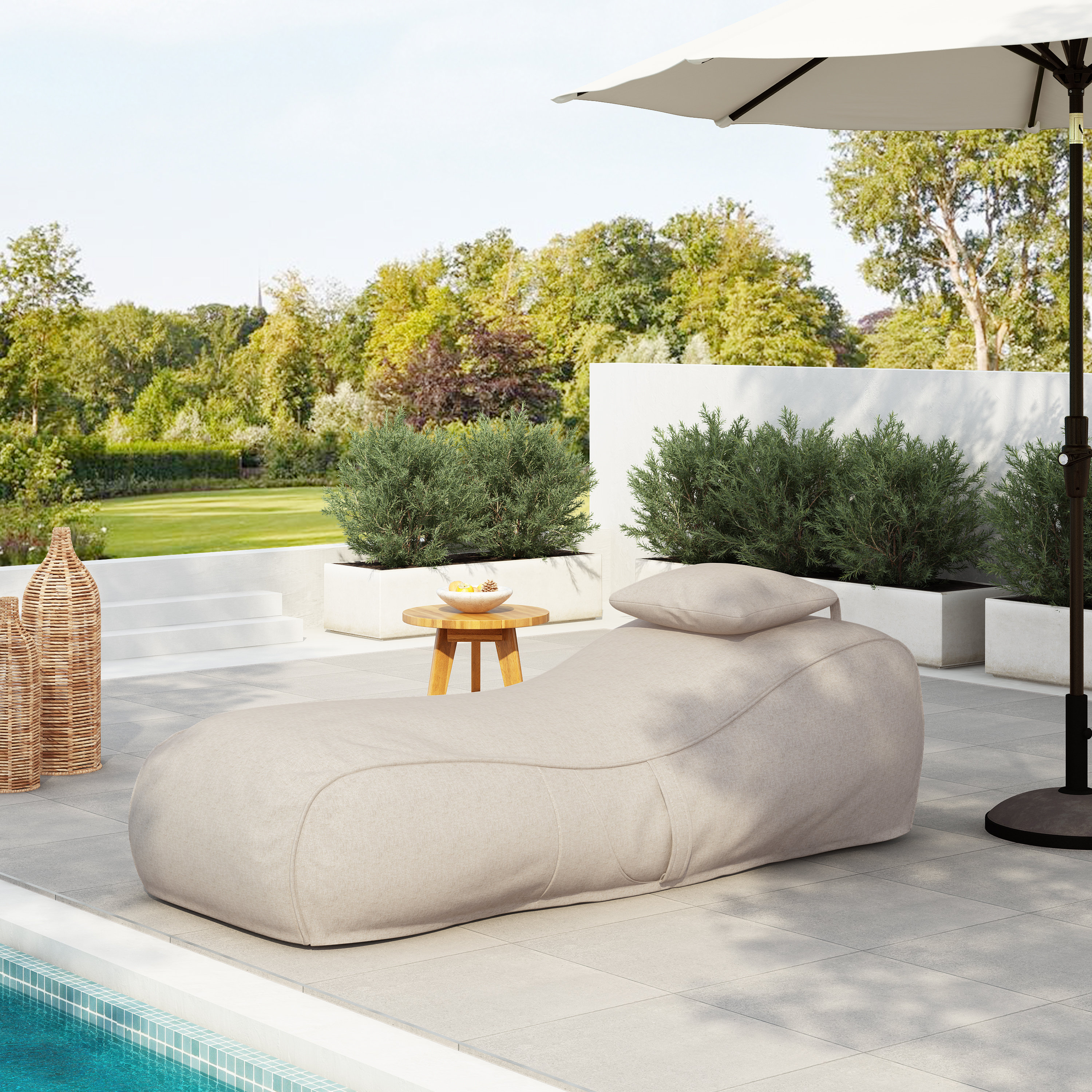 Trule Lyric Outdoor Bean Bag Lounge Chair With Headrest | Wayfair