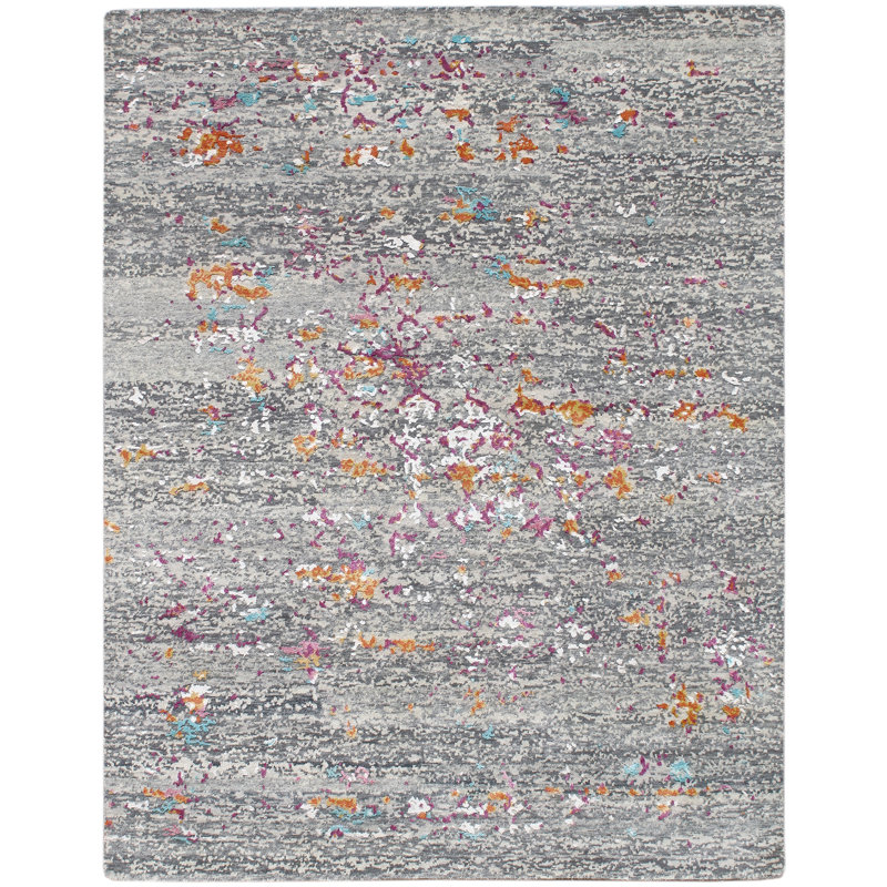 Essence Abstract Area Rug in Pink, Rectangle 10' x 14'