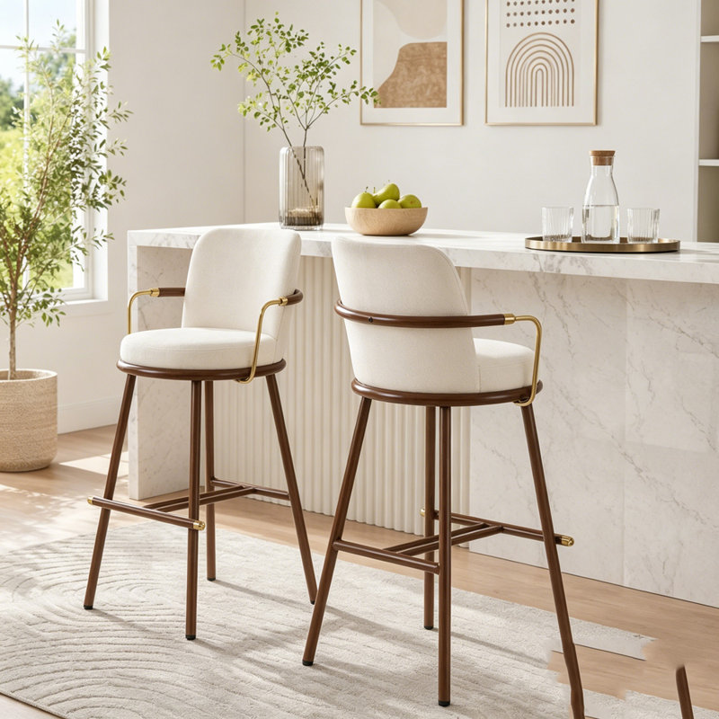 Tabouret d'intérieur rembourré avec structure en métal