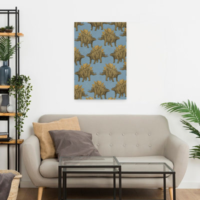 Stegosaurus Vintage Pattern by Nicholas - Wrapped Canvas Print
