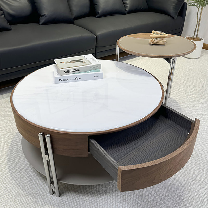 Combinaison de tables basses rondes de style rétro, Blanc