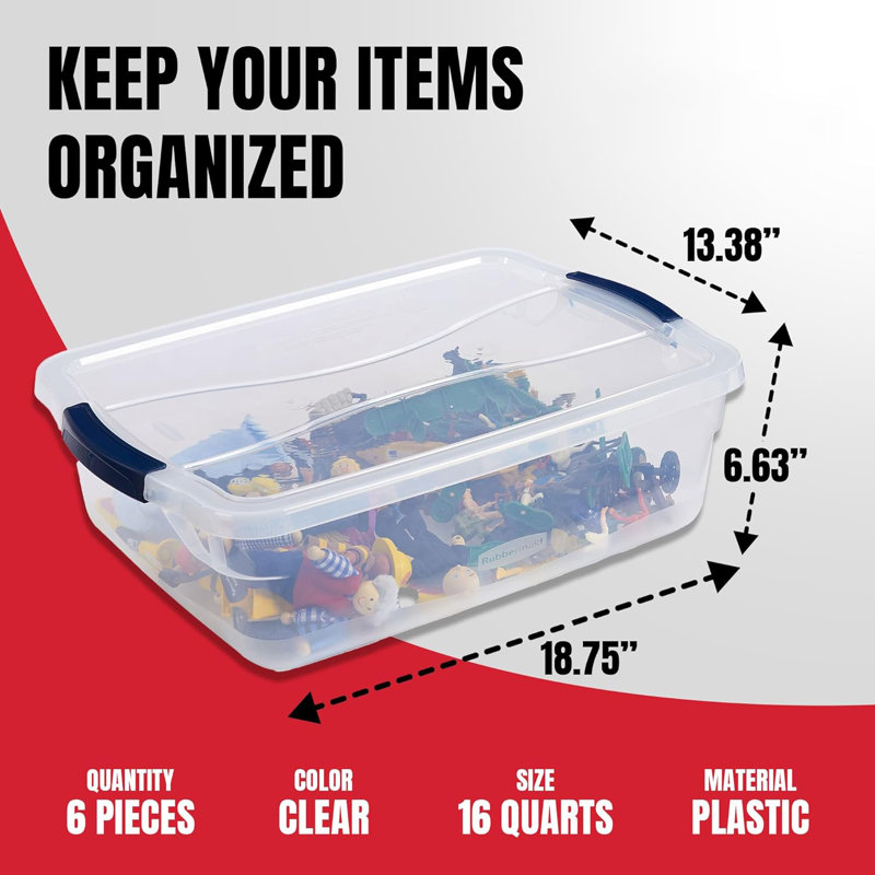 17 Quart Clear Latching Waterproof Stackable Airtight Storage Containers with Durable Latching Lids
