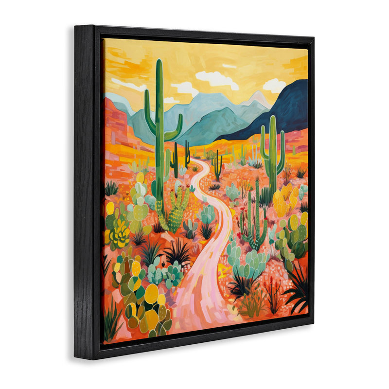  Art mural sur toile Sunrise over Desert Path par LSR Design Studio, H 25 po x l 25 po, Cadre flottant noir de jais