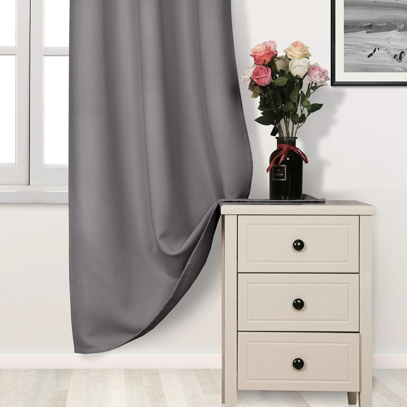 2 Thick Panels Room Darkening 85% Blackout Curtains, Thermal Insulated Block Out Light Grommet Top Drapes, Gray