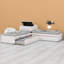 Lit plateforme moderne en L avec bureau, lit gigogne et tiroirs