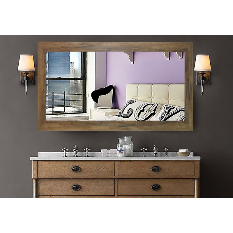 Miroir de salle de bain Kristo, H 63,5 po x l 36 po, Brun bois de grange