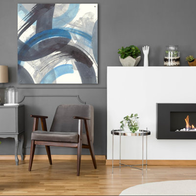 'Blue Brushy Abstract 2 C'  by Danhui Nai Acrylic Glass Wall Art